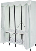 Wardrobe Closet Rack, Heavy-Duty Foldable Garment Rack with Cover, 1100lbs Capability Freestanding Clothes Organizer, Enclosed Curtain Armoires For Hanging Clothes (Green)