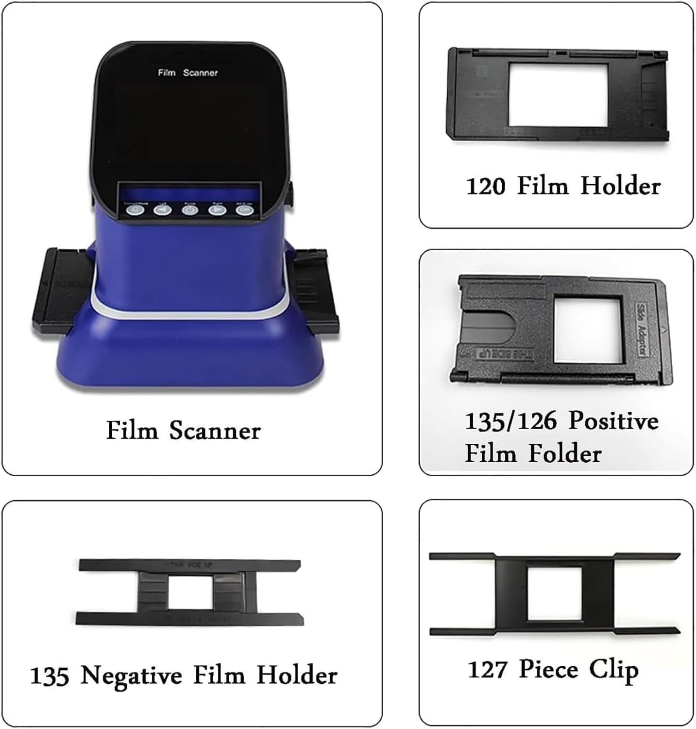 4.3' Digital Film&Slide Scanner, Converts 120 Medium Format, 127 Film, Microfiche, 35mm Negatives&Slides to Digital JPEG, with 8G Memory Card, 22 Million Pixels Film Scanners, for Family Trips