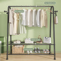 Clothes Rack Freestanding Double-Rail Garment Rack Multifunctional Bedroom Clothes Rack, Minimalist Design Metal Clothes Rack for Hanging Clothes for Coats, Skirts,Shirts,Sweaters