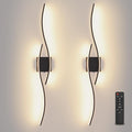 Battery Operated Wall Sconces Set Of Two, 3000K-6500K 39.4 inch black LED dimmable wireless wall sconce with remote control, USB rechargeable wall lights for Living Room Bedroom Hallway Background