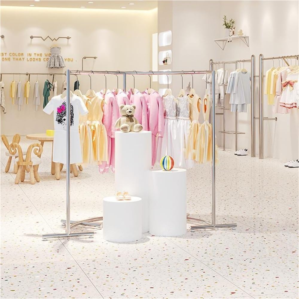 Stainless Steel Half-Circle Clothing Display Rack, Freestanding Garment Rack with Anti-Slip Foot Pads, Modern Retail Floor Rack for Store and Showroom Use(100 * 150CM(39.4 * 59.1IN))