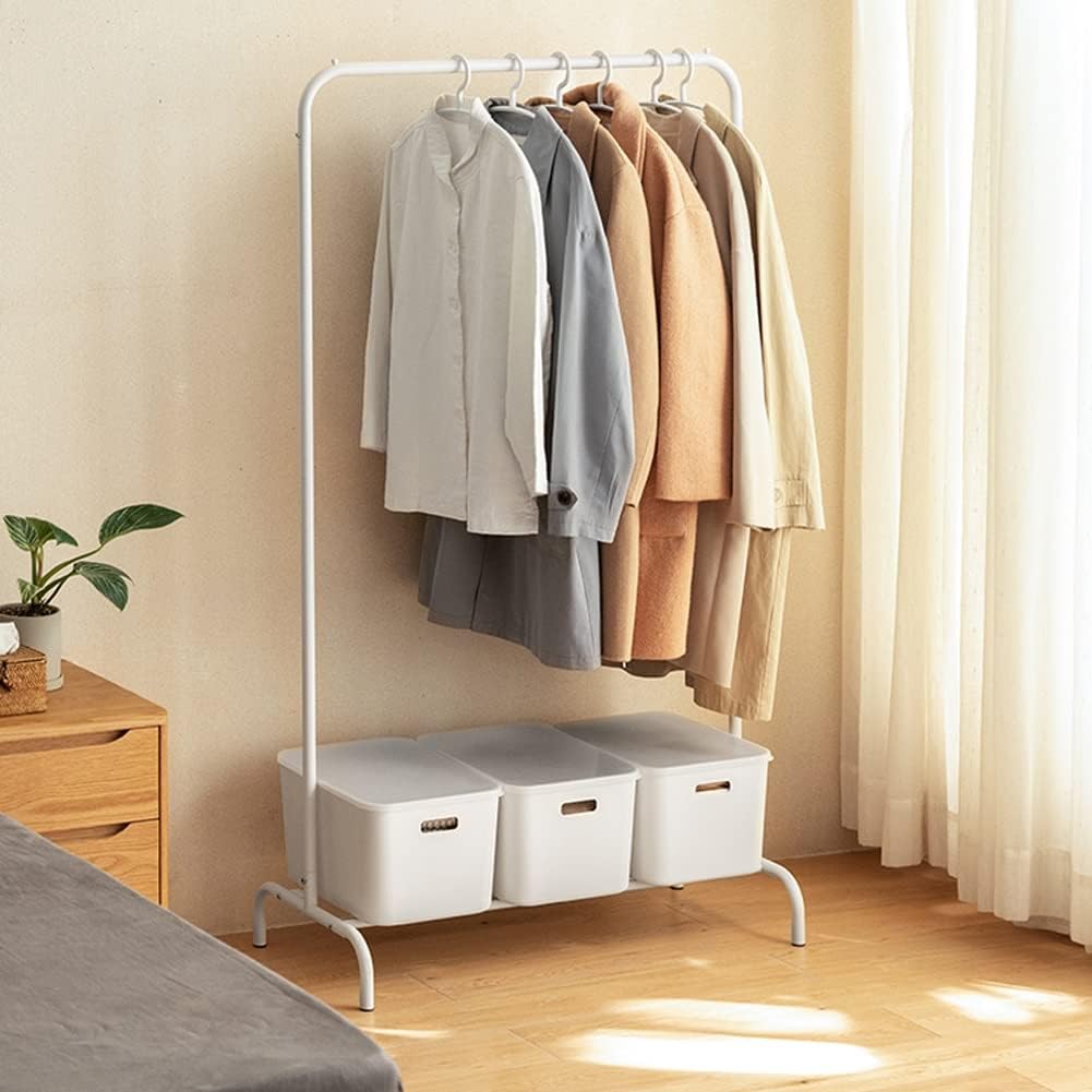Freestanding Portable Metal Garment Rack, for Hanging Clothes Coats Skirts Shirts Sweaters, for Bedroom Guest Room, 86cm