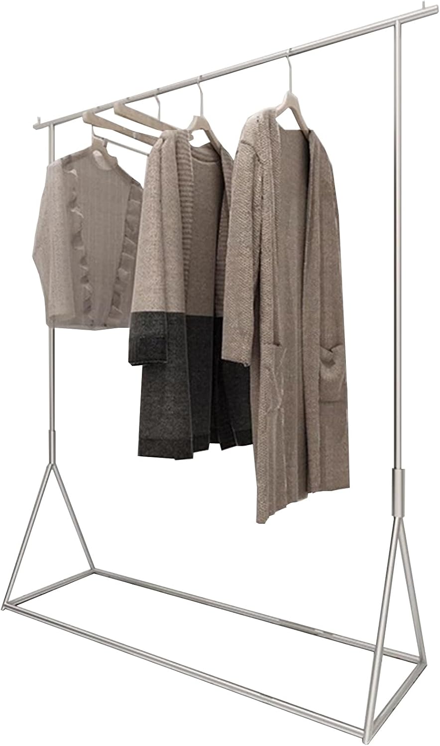 Heavy Duty Coat Rack, Garment Rack Nordic Modern Clothing Rack for Hanging and Display, Commercial Grade Heavy Duty Clothes Rail, Silver Stainless Steel, Freestanding Coat Rack (100X40X150CM)