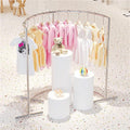 Stainless Steel Half-Circle Clothing Display Rack, Freestanding Garment Rack with Anti-Slip Foot Pads, Modern Retail Floor Rack for Store and Showroom Use(100 * 160CM(39.4 * 63IN))