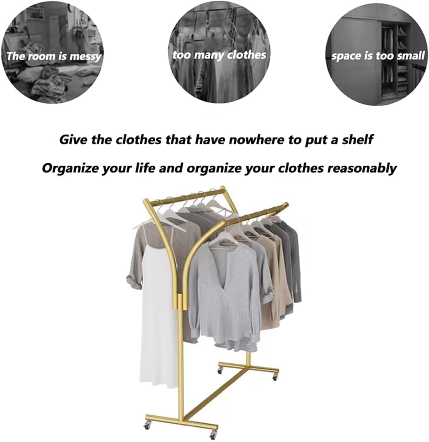 Clothes Racks - Rack For Hanging Clothes Retail Display - Floor Standing Metal Garment Rack - Double Pole Coat Rack, Freestanding Garment Rack, For Bedroom,Home,Office,Indoor(Color:C 80x50x150cm)