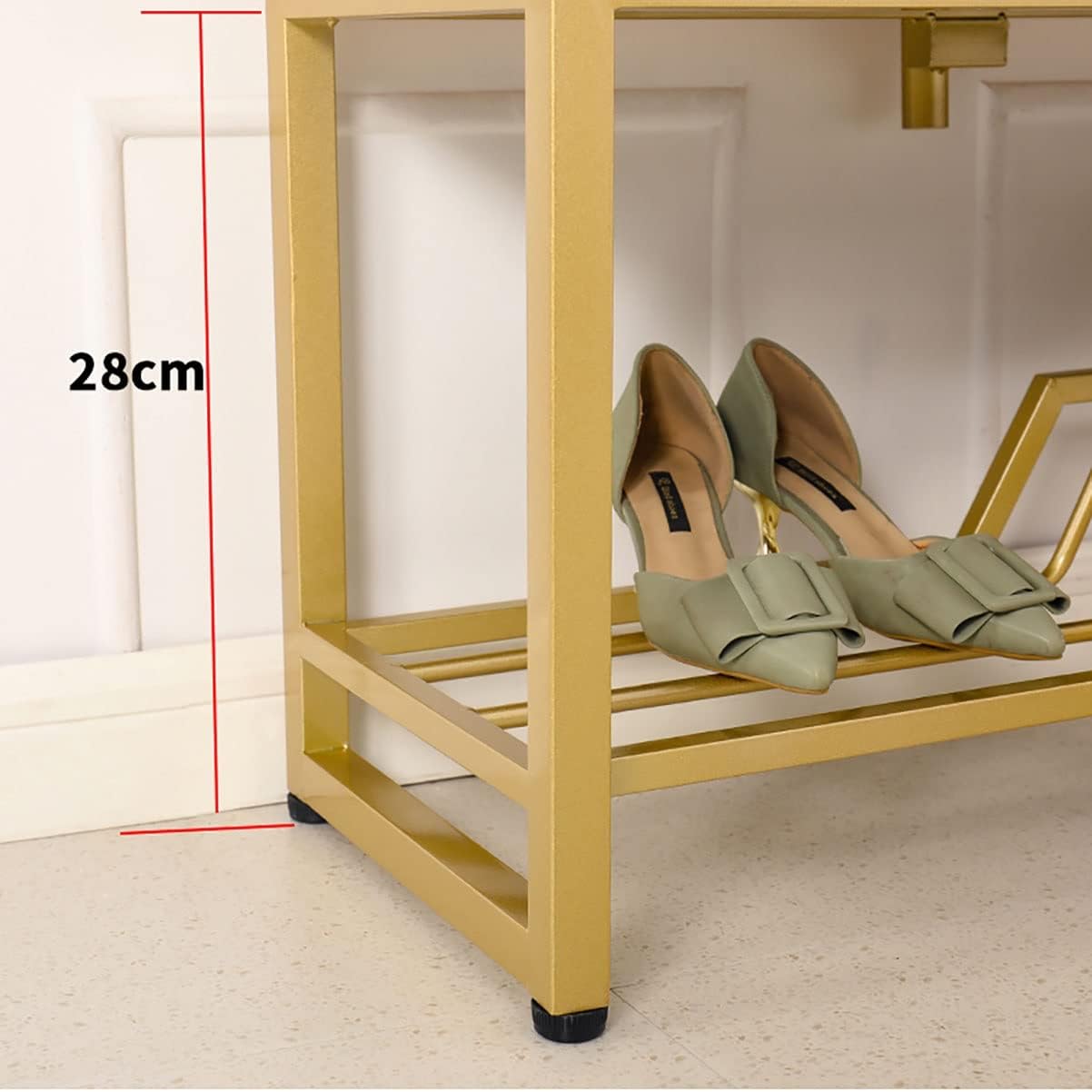 Generic Garment Rail Exquisite Clothes Rail Rack Freestanding Garment Rack With 6 Hooks Coat Rack With Shoe Shelf Bench Hat Bag Hanger For Narrow Hallway And Bedroom, 80cm, Orange