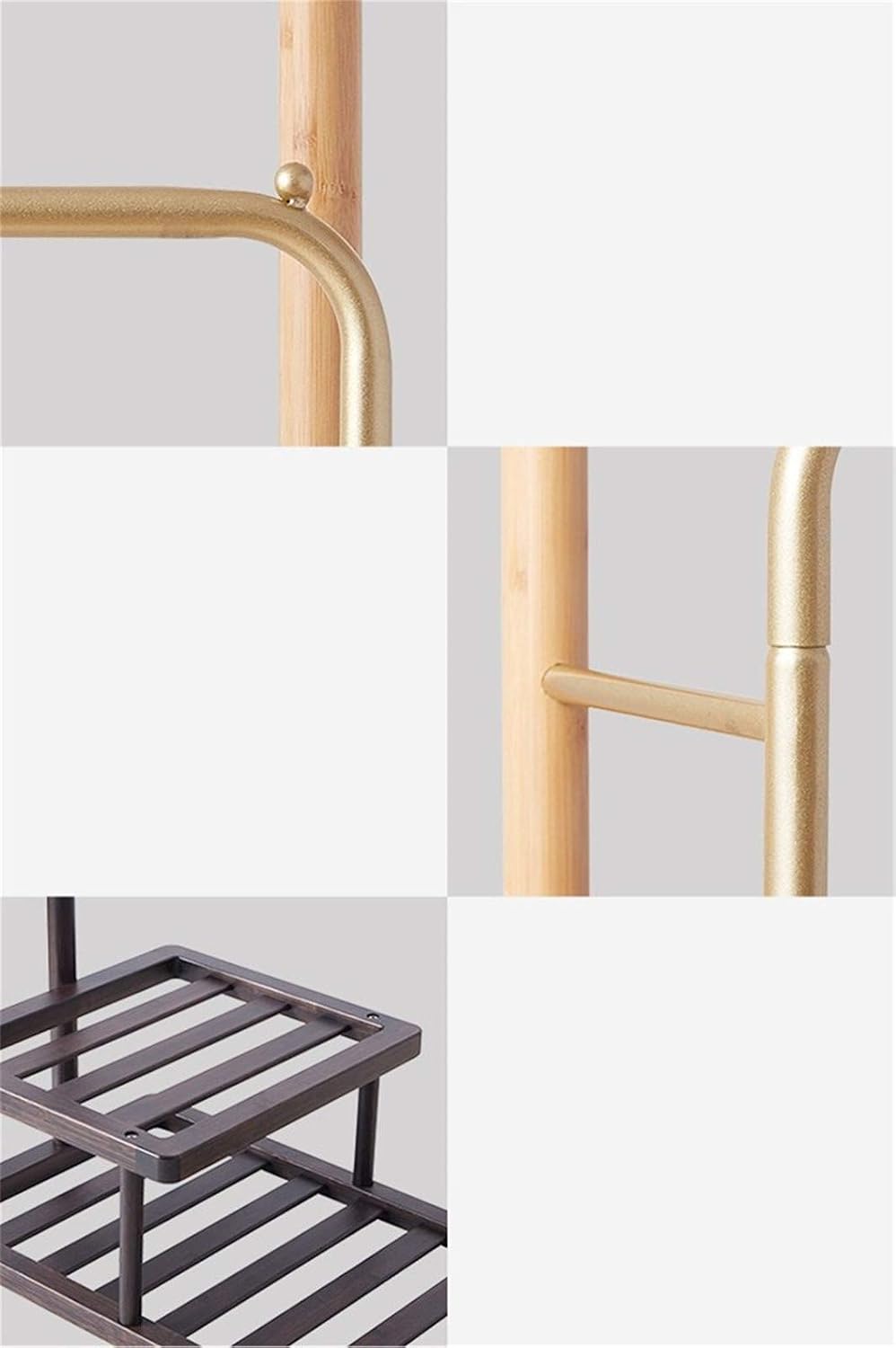 Senior Coat Rack, Stylish Coat Pipe Shelf with Fabric Storage Basket and 2 Shelves, Freestanding Garment Rack for Bathrobes, Towels, Sheets, Shirts, Scarves, Handbags(Size:153.5*88.6CM,Color:A)
