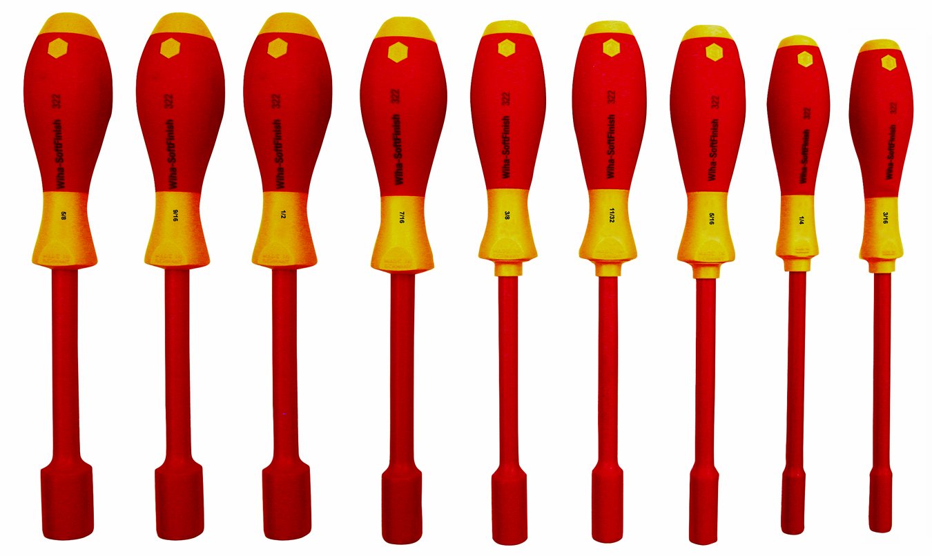 Wiha 32288 9 Piece Insulated SoftFinish Nut Driver Set - Inch