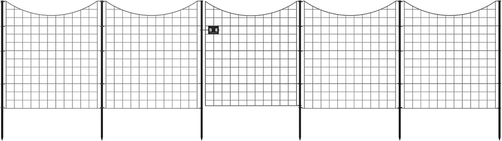39in H (4 Fence Panels + 1 Gate) No Dig Easy Install Zippity Black Metal Fence, Decorative Garden Barrier for Dogs, Temporary Animal Enclosure, Yard Border Panels, WF29014