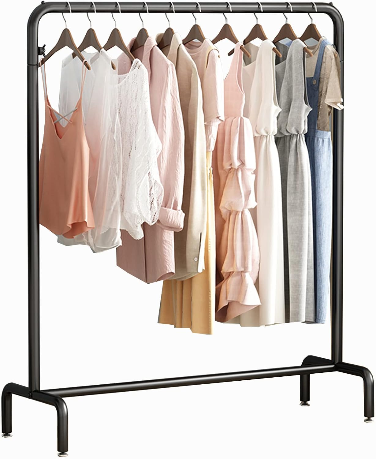 Heavy Duty Coat Rack, Garment rack Nordic Modern Clothes Rail Heavy Duty Metal Clothing Rack For Bedrooms And Living Rooms Freestanding Retail Display Racks Easy To Assemble Coat Rack (Black 100X40X1