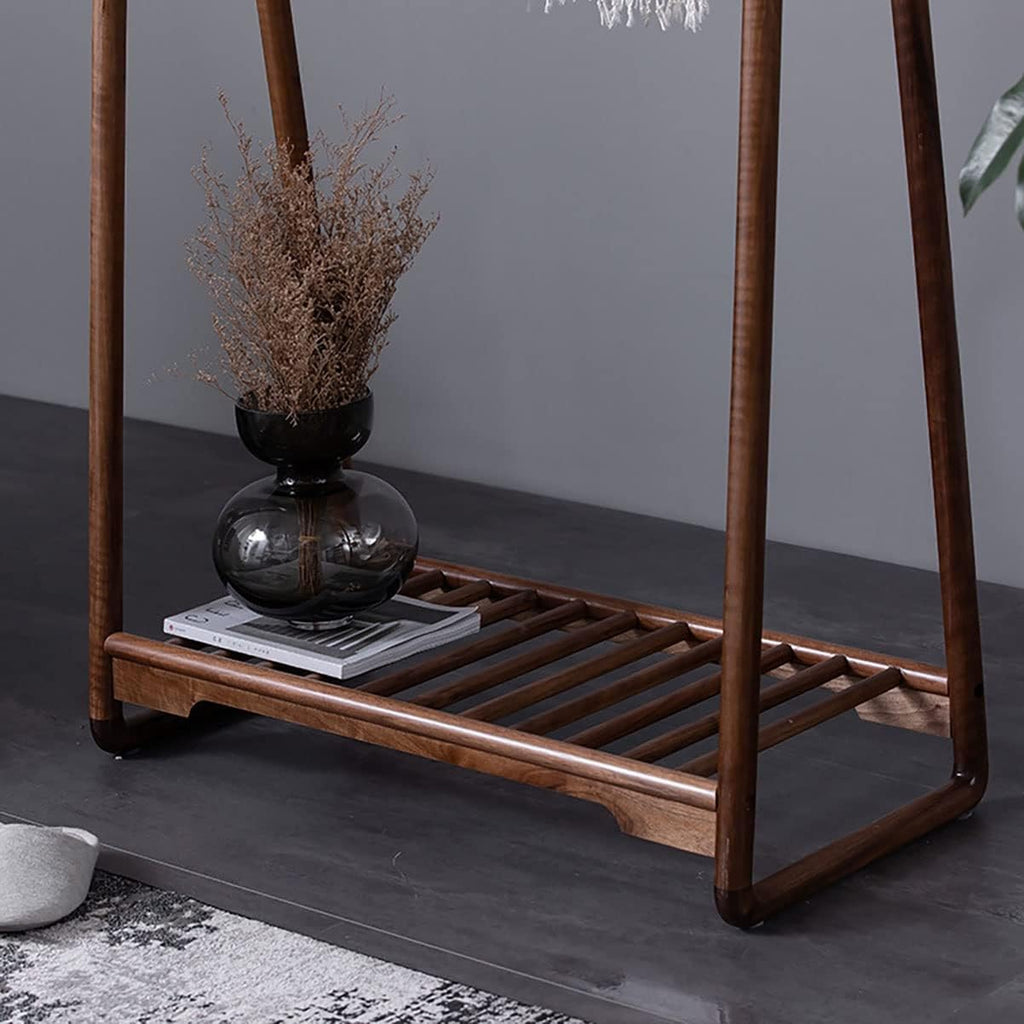 Heavy Duty Free-Standing Garment Rack, Solid Wood Clothing Rack with Hanging Rod, Multifunctional Hanging Clothes Rack