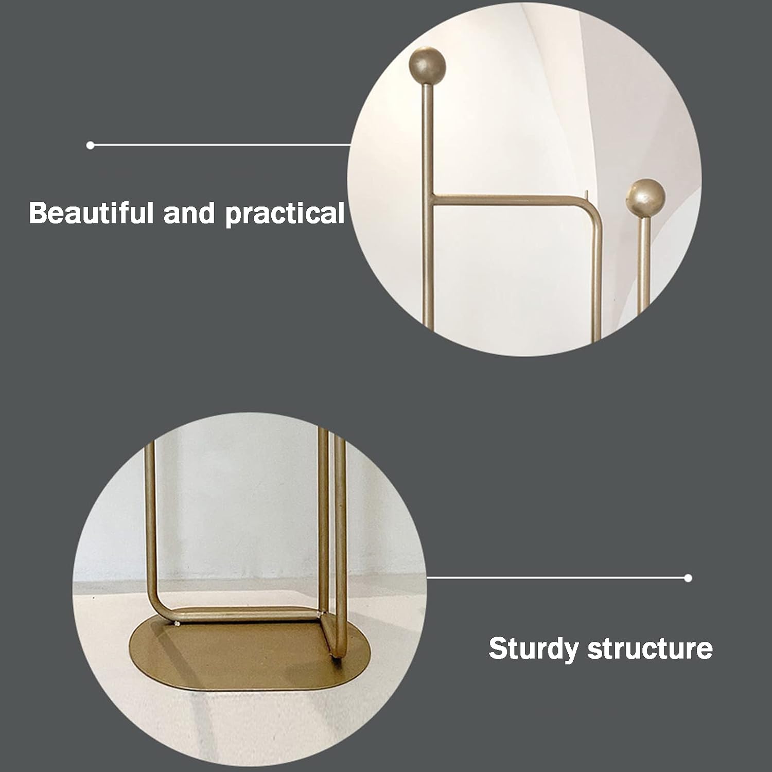 Heavy Duty Coat Rack, Garment Rack Modern Metal Clothing Rack with Shelves Freestanding Coat Rack for Bedroom Hallway and Living Room Easy to Assemble Clothes Rail Small Space (Gold)