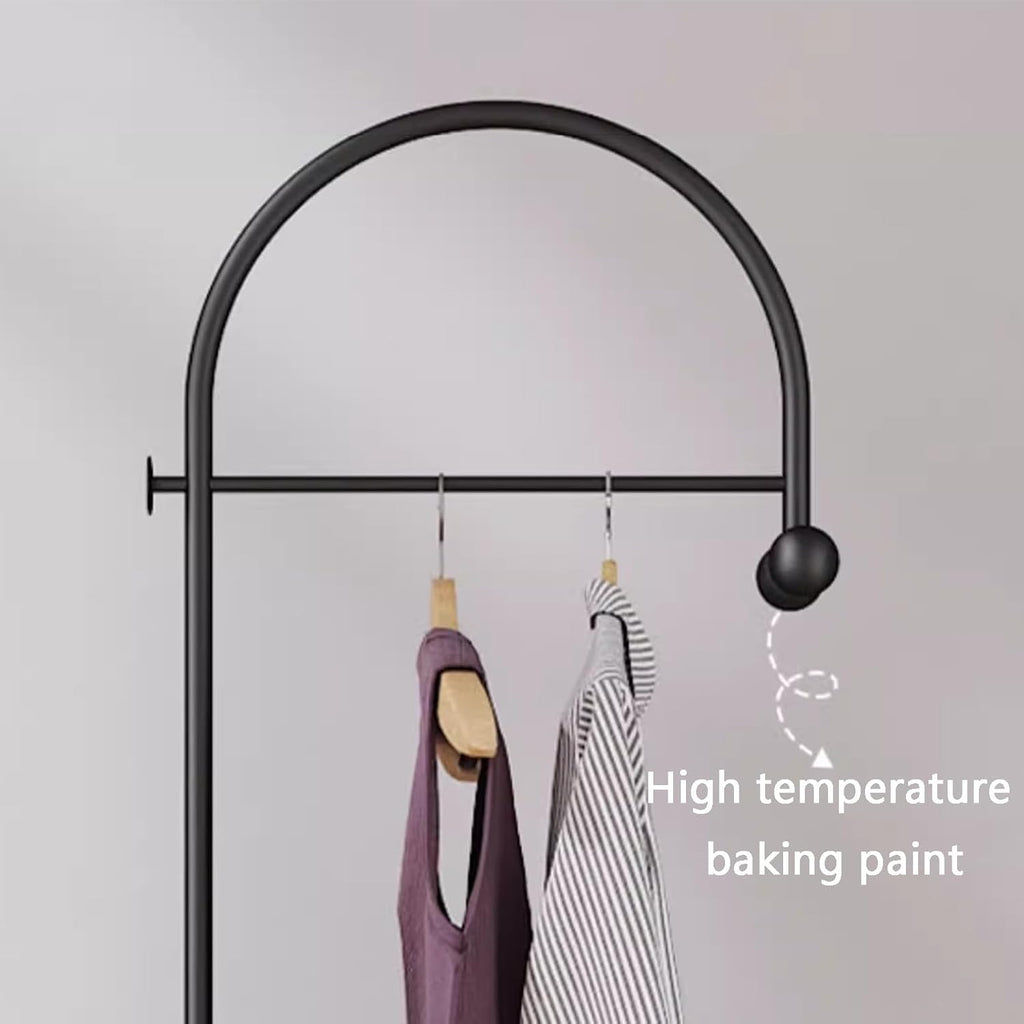 Heavy duty Garment rack Heavy Duty Clothing Rack With Marble Base, 2-in-1 Multifunctional Metal Coat Rack With 2 Hooks, Freestanding Space-saving Clothes Organizer For Bedroom And Office (Black )