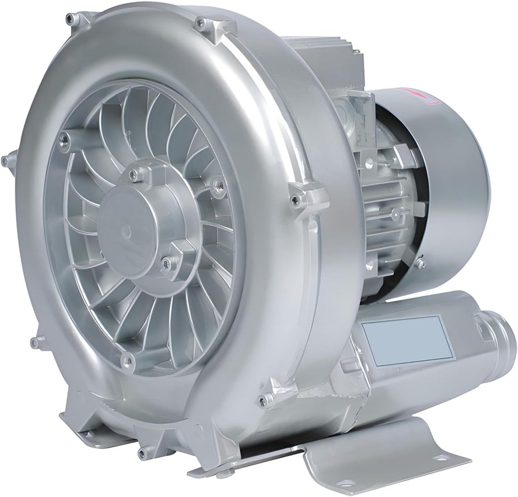 Industrial Regenerative Blower, 220V-380V High Pressure Vortex Ring Blower, Large Airflow for Sewage Aeration, Aquarium Fish Pond, Aluminum Alloy Silver, 550W 0.74HP