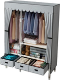 Garment Rack Heavy Duty Clothes Rack With Cover Freestanding Metal Clothing Rack Portable Closet Wardrobe With 2 Hanging Rods And 3 Drawers For Bedroom (Color : Gray A, Size : 105x45x168cm)