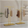 Clothes Rail Garment Rack Garment Rack T-Shaped Hanging Rod Set of 2, Clothing Retail Store Display Stands Freestanding Metal Garment Racks 2-Way Suit Shirt Clothing Ra, Gold-2PCS