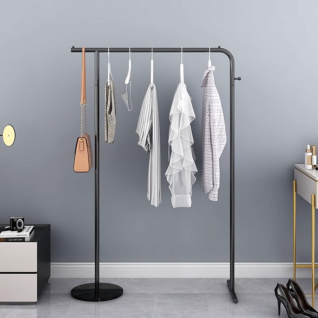 clothing garment rack Floor Coat Racks Freestanding Garment Racks Easy Assembly Durable Clothes Rack Round Marble Base Metal Pipe Hanger Stand clothing racks ( Color : Black-White marble , Size : 80 )
