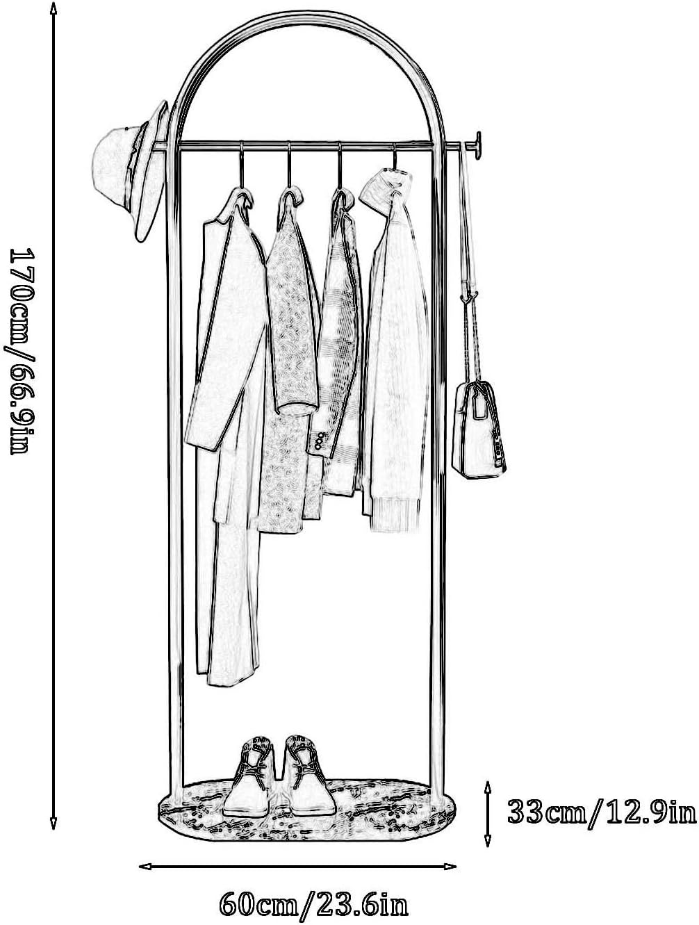 Portable Metal Clothing Rack - Durable Free-Standing Garment Organizer for Coats, Shirts, Sweaters - Ideal for Bedroom & Living Room Storage