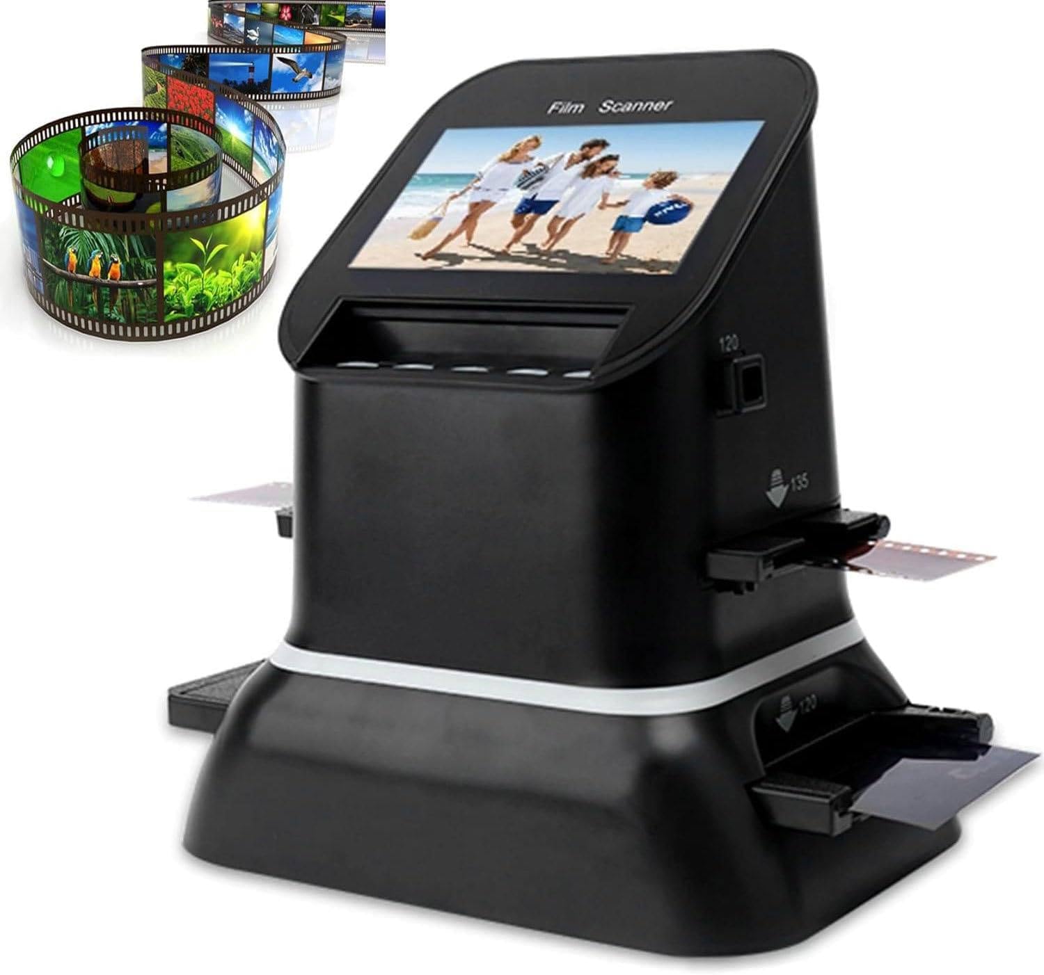 Film Slide Scanner, ，High Resolution 120 Film Scanner 22 Mega Pixels Slide Negative Photo Scanne，Built-in 128MB Memory，with 4.3' LCD Screen