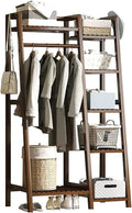 Bamboo Freestanding Coat Rack with Top Shelf and Shoe Rack Wardrobe Closet nizer for Bedroom Hallway