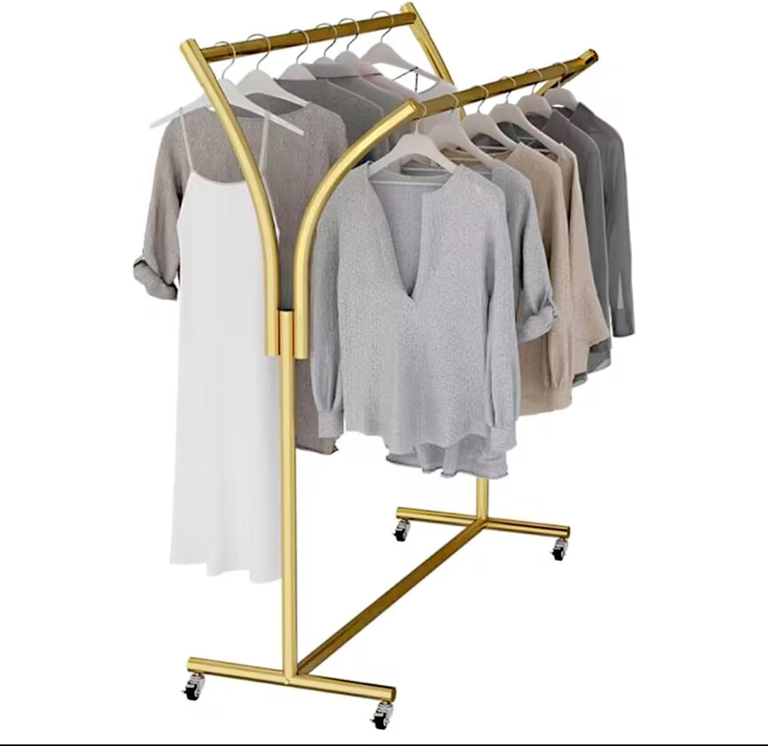 Clothes Racks - Rack For Hanging Clothes Retail Display - Floor Standing Metal Garment Rack - Double Pole Coat Rack, Freestanding Garment Rack, For Bedroom,Home,Office,Indoor(Color:D 120x50x155cm)