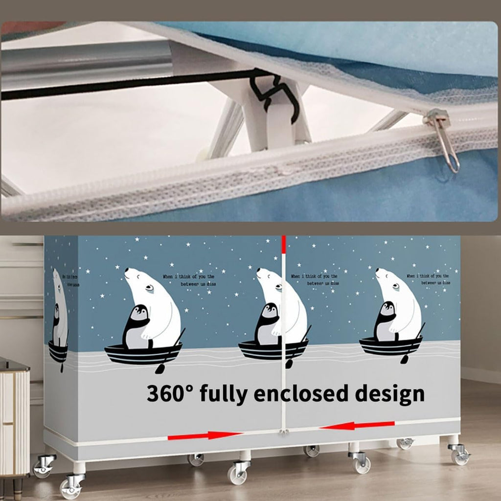 Extra Large Wardrobe Closet With Wheels Heavy Duty Metal Garment Rack Free-Standing Rolling Clothes Rack With Cover For Bedroom (Color : B, Size : 200x45x170cm)