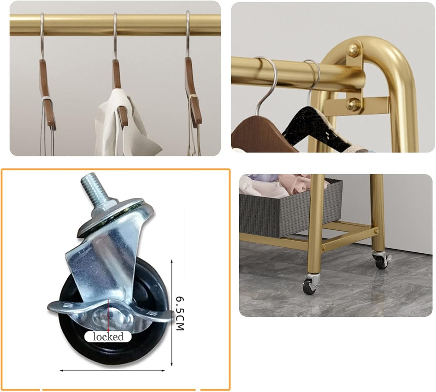 Garment Rack Display Clothes Racks Clothing with Wheels,Clothing Store Retail Racks Commercial Freestanding Hanger for Hanging Clothes,Heavy Duty Organizer (C-L100xH135CM/L39.4x53in