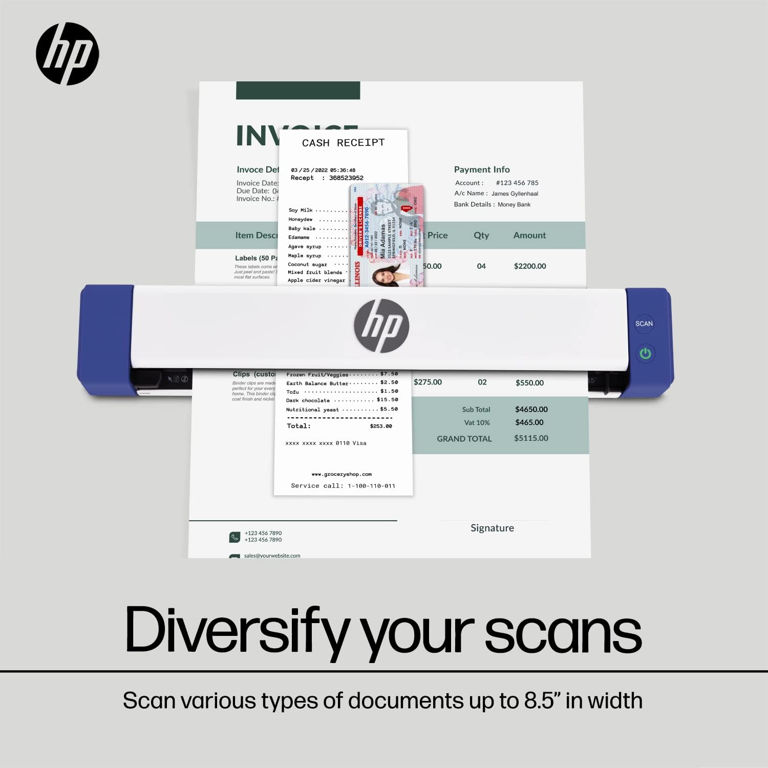 HP Small USB Document & Photo Scanner for Portable 1-Sided Sheetfed Digital Scanning, Model HPPS100, for Home, Office & Business, PC and Mac Compatible, HP WorkScan Software Included