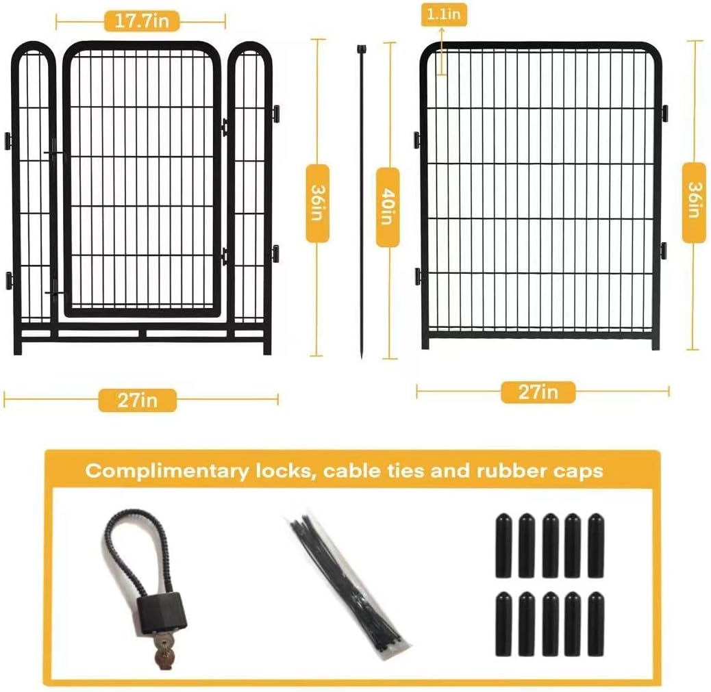 Getlay Tall Garden Fence, 36 in(H) 10 Panels Dog Fence Outdoor for Yard, Metal Dog Pen Heavy Duty Pet Puppy Exercise Pen for Rv Camping Garden Yard, Medium/Large Pets Fence Total 22.1 Ft(L)