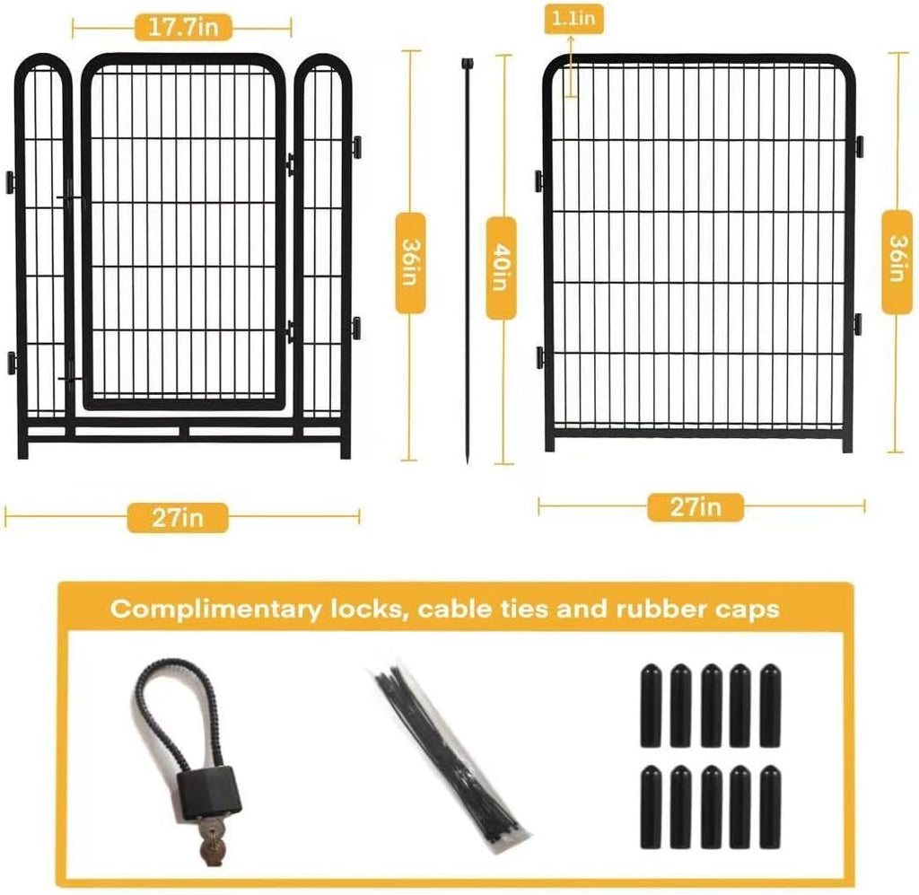 Getlay Playpen 36 inch High, Gate 17.7 inches Wide with Low Sills Pen, 8 Panels Total 17.7 Ft(L) Garden Fence for Dogs, Dog Play Pen Indoor or Outdoor,Rabbit Playpen,Dog Fence Outdoor for Yard
