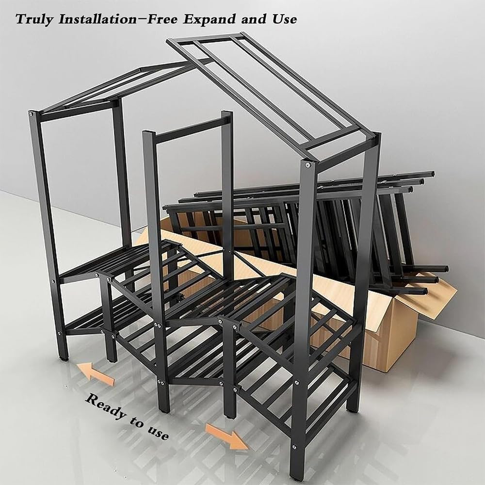 Portable Closet with Cover, Heavy-Duty Foldable Garment Rack, Freestanding Wardrobe Closet Rack, Armoires Clothes Storage Organizer Shelves,190cm