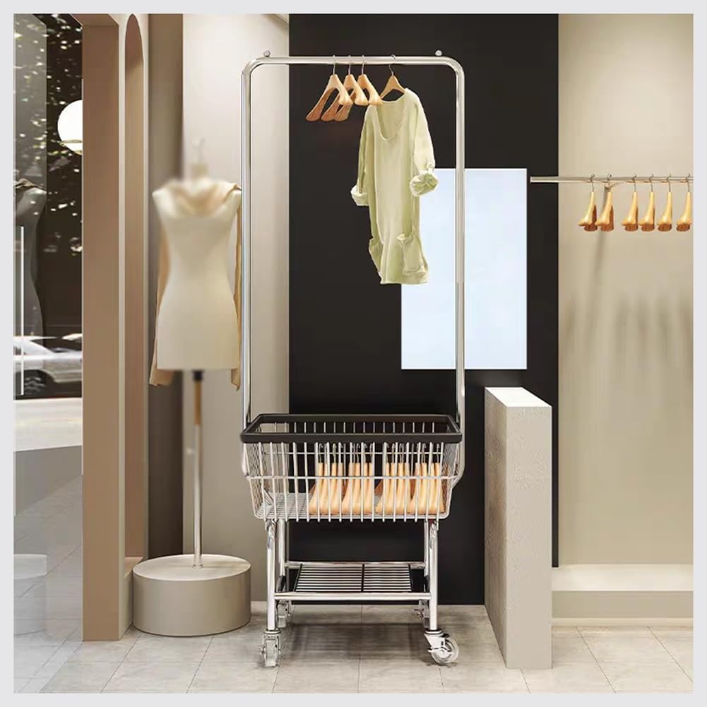 Metal Garment Rack with Bottom Shelf Clothing Rack for Hanging Clothes Coats Skirts Shirts Sweaters, Clothes Rack Heavy Duty Display Rack for Home and Clothing Store