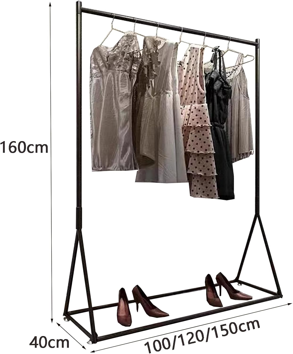 Heavy Duty Coat Rack, Garment Rack Commercial Metal Clothes Rail Heavy Duty Clothing Hanging Display Rack Freestanding Clothes Stand for Bedrooms and Boutiques Easy to Assemble (120X40X160CM)