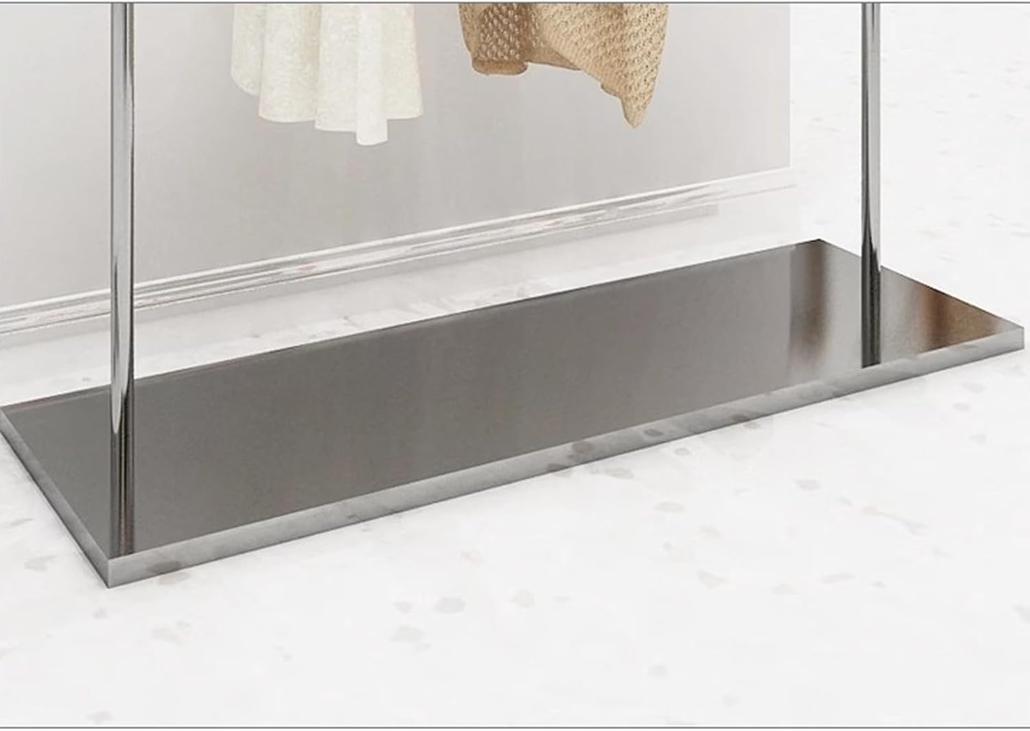 Heavy duty Garment rack Silver Stainless Steel Clothing Rack With Top Rod And Shelves Heavy Duty Clothes Rail For Hanging Clothes Freestanding Coat Rack For Bedroom Portable Clothes Organizer ( 100X4