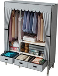 Garment Rack Heavy Duty Clothes Rack with Cover Freestanding Metal Clothing Rack Portable Closet Wardrobe with 2 Hanging Rods and 3 Drawers for Bedroom (Color : Gray A, Size : 105x45x168cm)