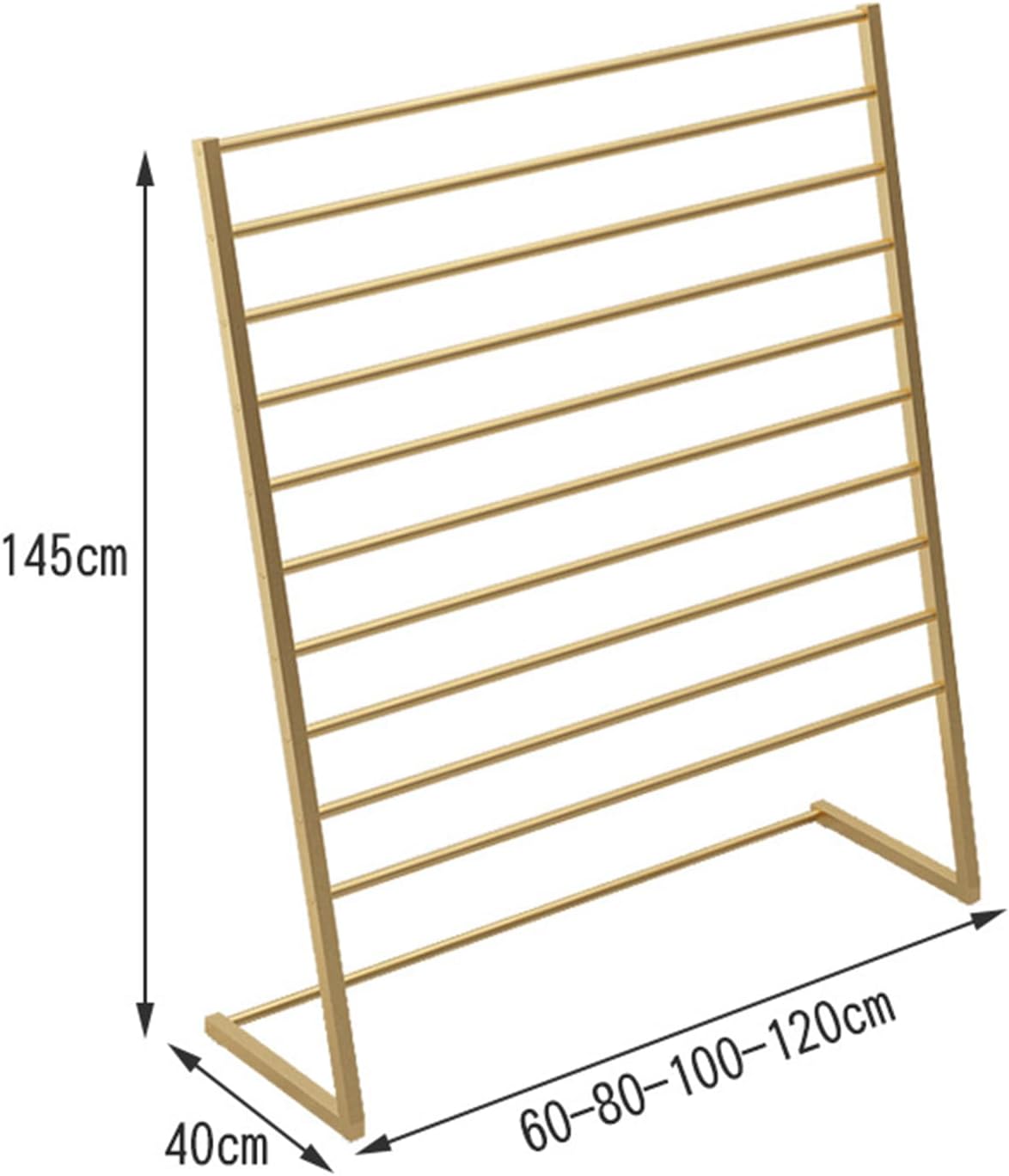 Garment Rack Hanger for Hijabs and Scarves, Freestanding Metal Display Rack, 10-Tier Commercial Organizer for Clothing Boutique and Retail Store (White-100x40x145cm
