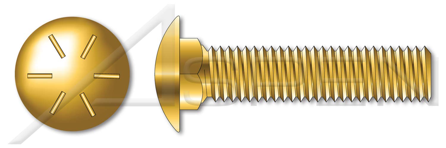 (100 pcs) 1/2'-13 X 4-1/2', Carriage Bolts, Round Head, Square Neck, Full Thread, Grade 8 Steel, Yellow Zinc