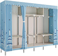 Free Standing Heavy Duty Wardrobe Closet for Bedroom 3 Tiers Garment Racks with Cover Metal Large Clothing Rack for Hanging Clothes (Color : Blue-1, Size : 245x45x172cm)