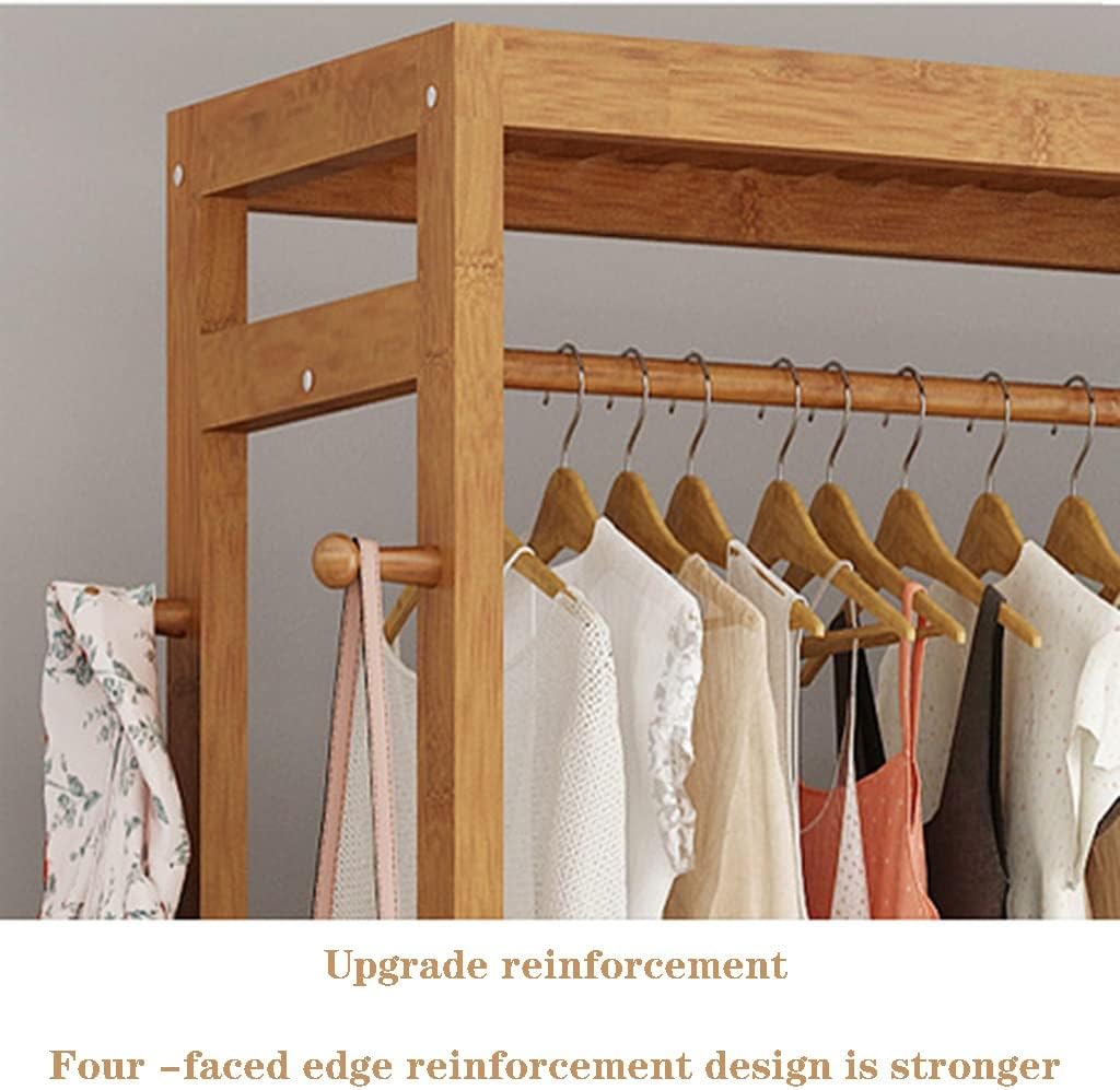 Heavy Clothes Rails Shoe Bench Coat Stand Rack Hanger Wooden Coat Rack Freestanding Garment Rack With 2 Storage Shelves And 4 Hooks, Coat Rack With Curtain On Wheels For Entryway, Hallway, B