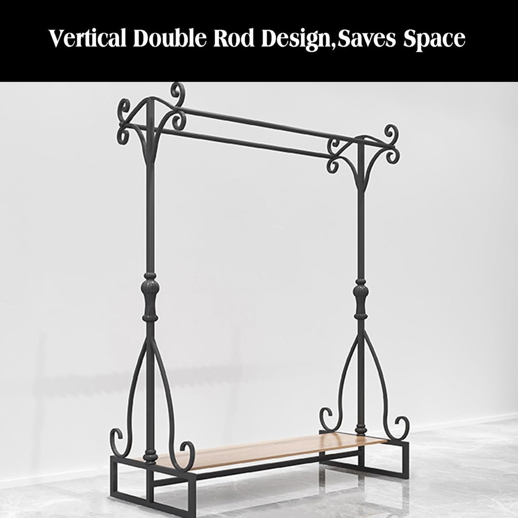 Heavy Duty Garment Racks,Freestanding Rack with Storage Shelves,for Hanging Clothes Coats Skirts Shirts Sweaters(150X50X160cm)