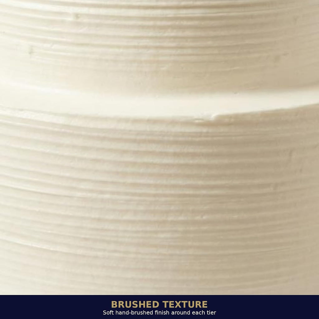 FromJennWithLove 2 Tier Fake Wedding Cake, Brushed Texture Finish, 8' Tall Handcrafted Ivory Display Cake – 4-Day Artisan Process, Made in USA – Reusable for Weddings