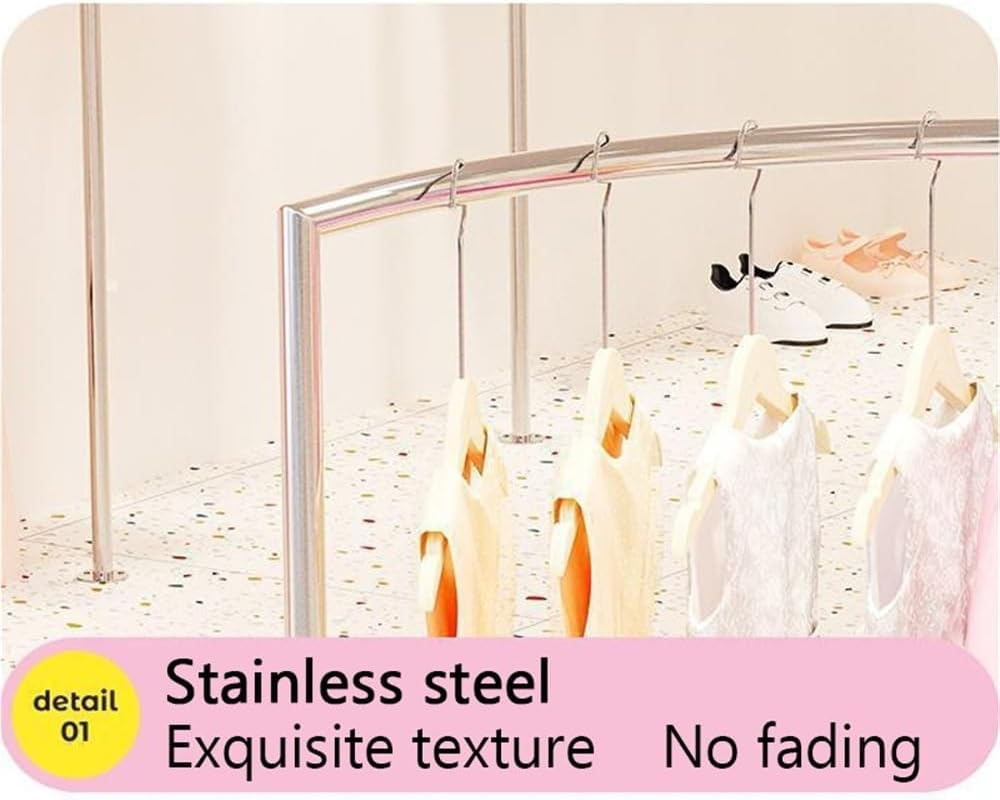 Stainless Steel Half-Circle Clothing Display Rack, Freestanding Garment Rack with Anti-Slip Foot Pads, Modern Retail Floor Rack for Store and Showroom Use(100 * 170CM(39.4 * 66.9IN))