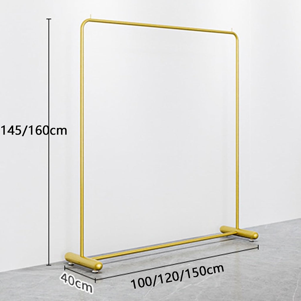 Heavy duty Garment rack Nordic Modern Clothing Rack With T-shaped Base Golden Wrought Iron Clothes Rail For Hanging Clothes Freestanding Coat Rack For Bedrooms Commercial Clothes Display Rack ( 100X4