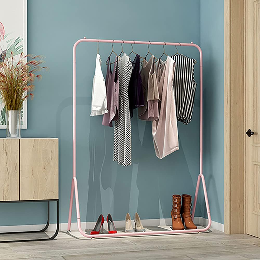 Garment Rack, Freestanding Garment Dress Hanging Display Rack For Coats, Shirts, Dresses, Scarves, Bags (Pink 80Cm)