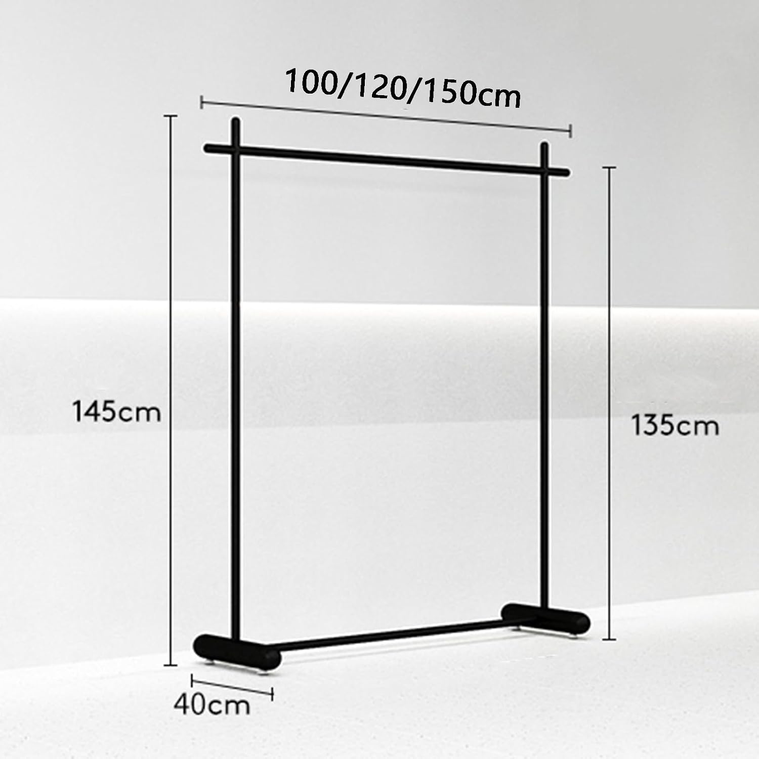 Heavy Duty Coat Rack, Garment rack Modern Black Wrought Iron Clothing Rack For Hanging And Display Clothes Freestanding Coat Rack For Bedrooms And Boutiques Commercial Metal Clothes Rail ( 100X40X145