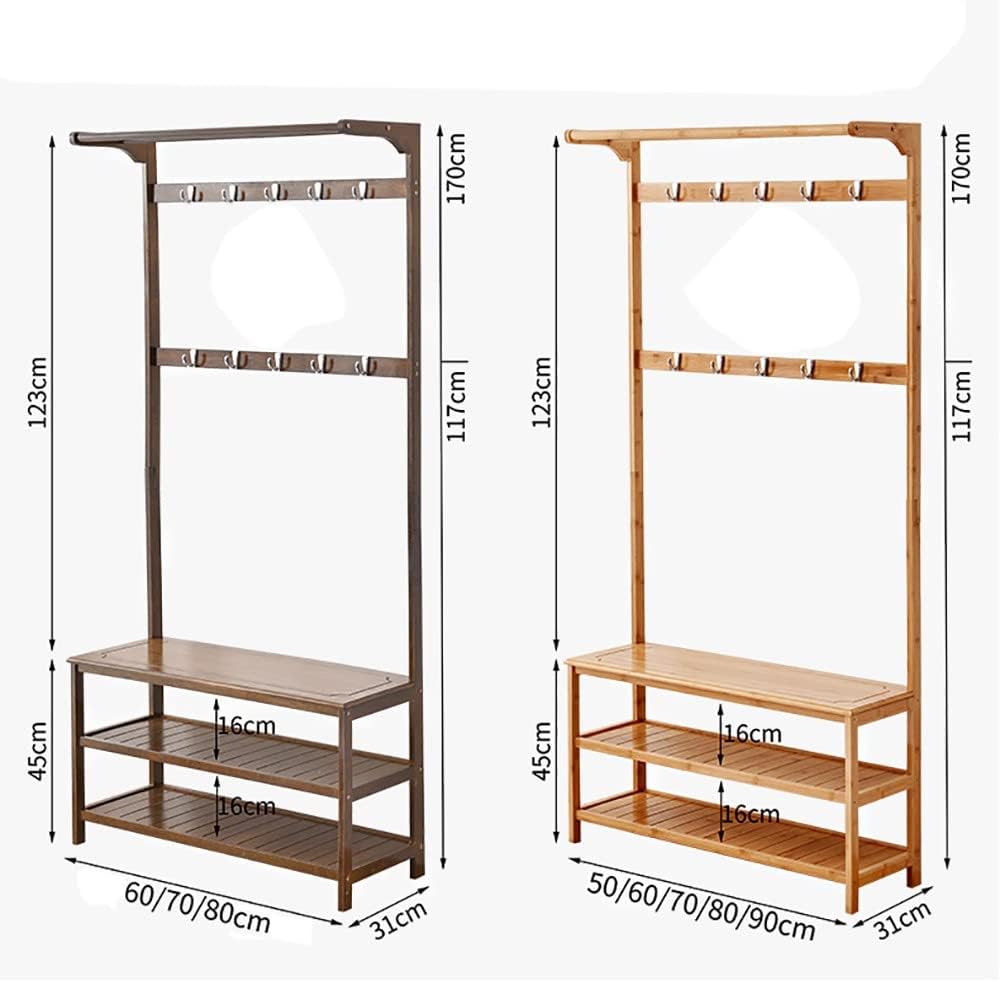 Generic Clothes Rack with Shoe Stand, Multi-Purpose Freestanding Garment Rack with Double Rail and Bench, for Boxes Shoes Boots, for Entryway Hallway/a/50Cm