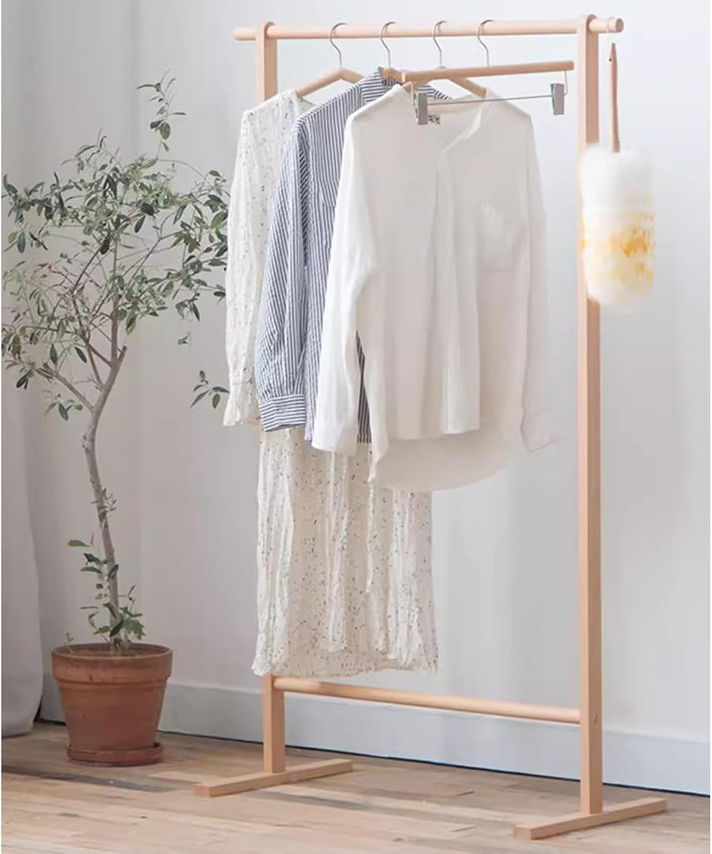 Heavy Duty Coat Rack, Garment Rack Solid Wood Clothes Rail for Hanging Clothes, Freestanding Clothing Rack for Bedrooms and Hallways, Space Saving Coat Rack, Large Capacity Clothes Organizer (73X40X