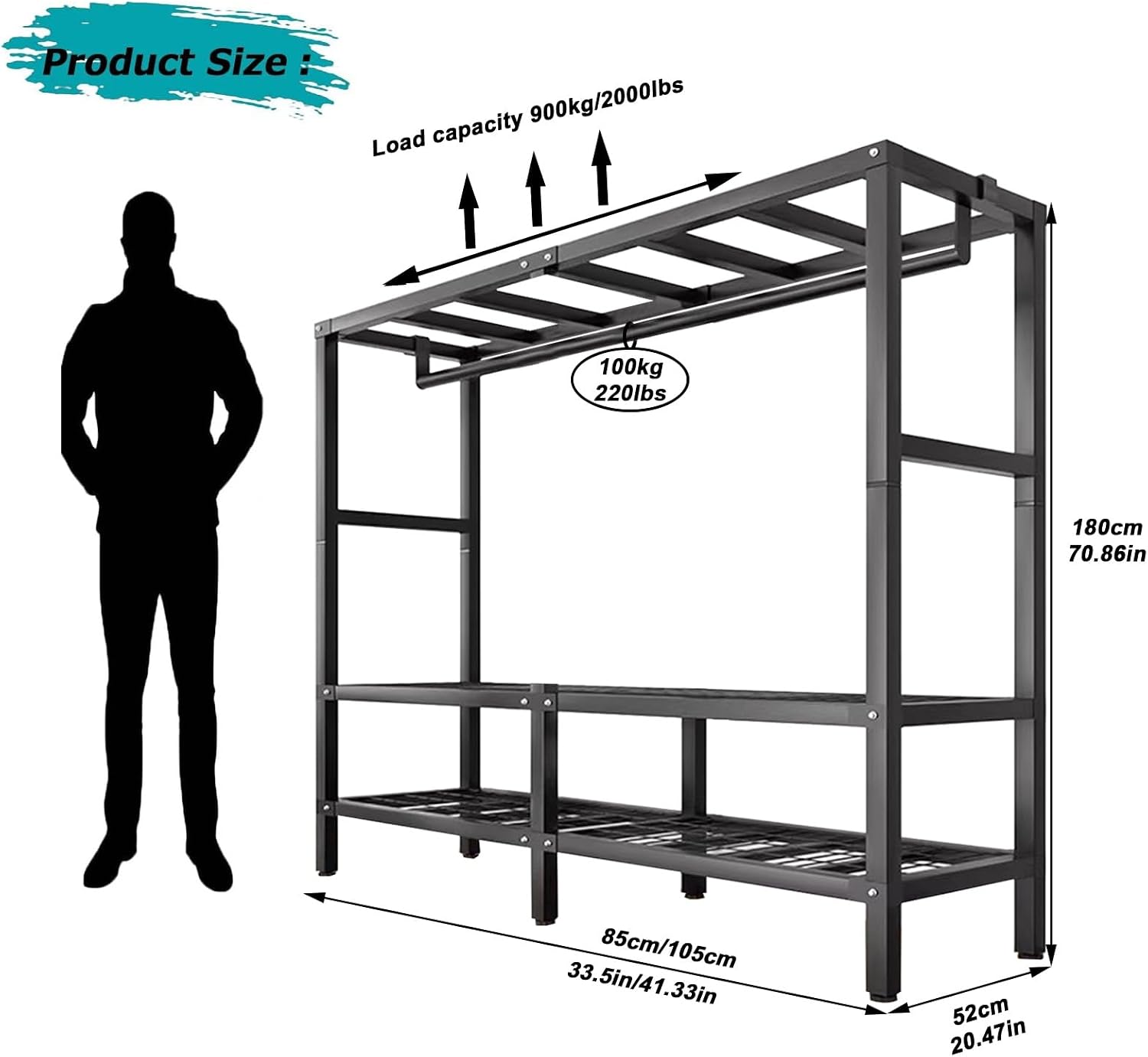 Heavy-duty Portable Wardrobe Clothing Coat Storage Rack - Foldable Cloth Rack with Wheel W/Cover Load 2000lbs for Bedroom Armoires Rolling Garment Rack