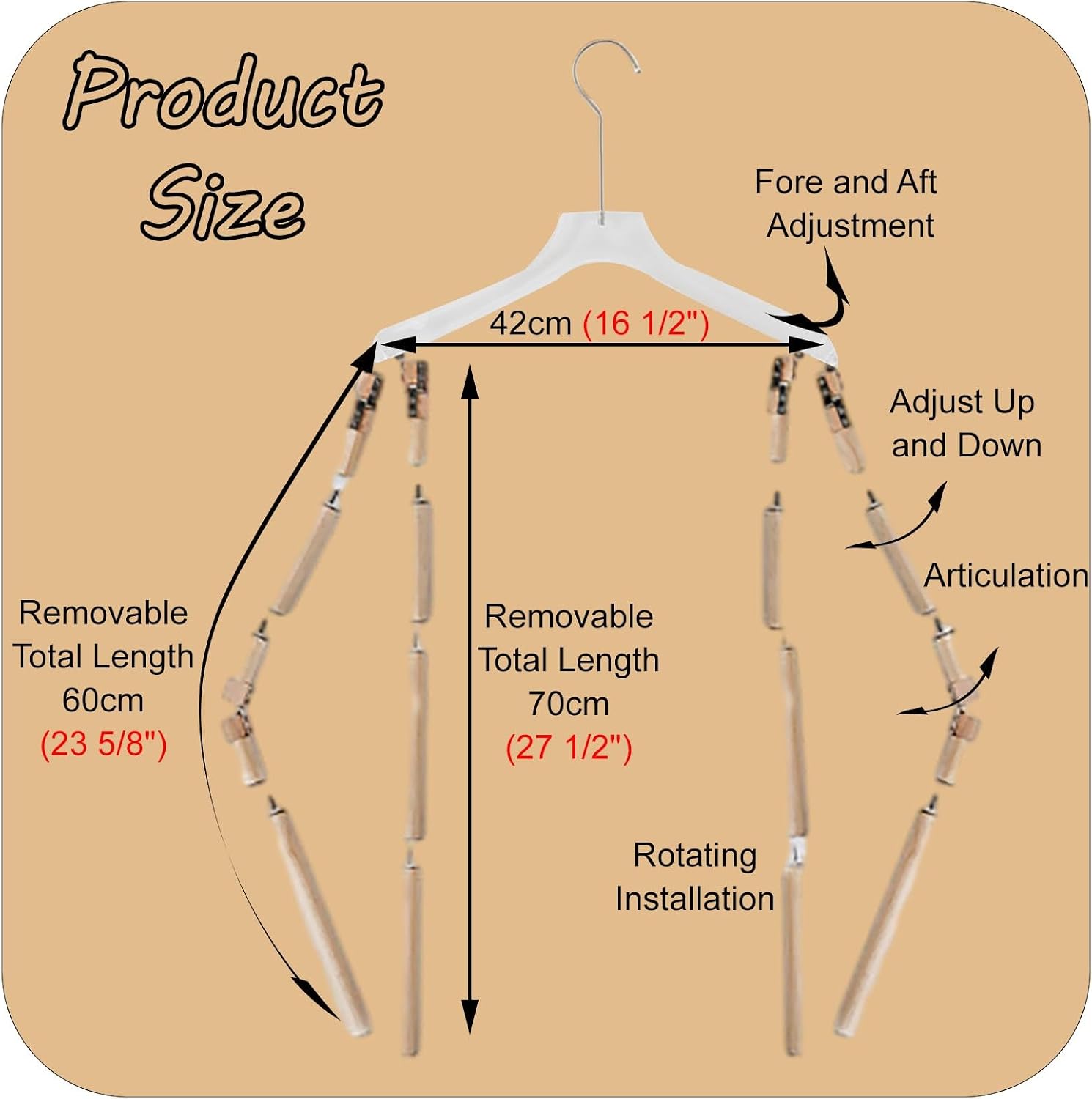 Mannequin Dress Form Metal Body Shape Clothing Display Hangers, Clothing Garment Rack Free Standing Clothes Coat Hanger, Dress Holder Mannequin Waist and Arms (Size : 42cm (16 1/2'))