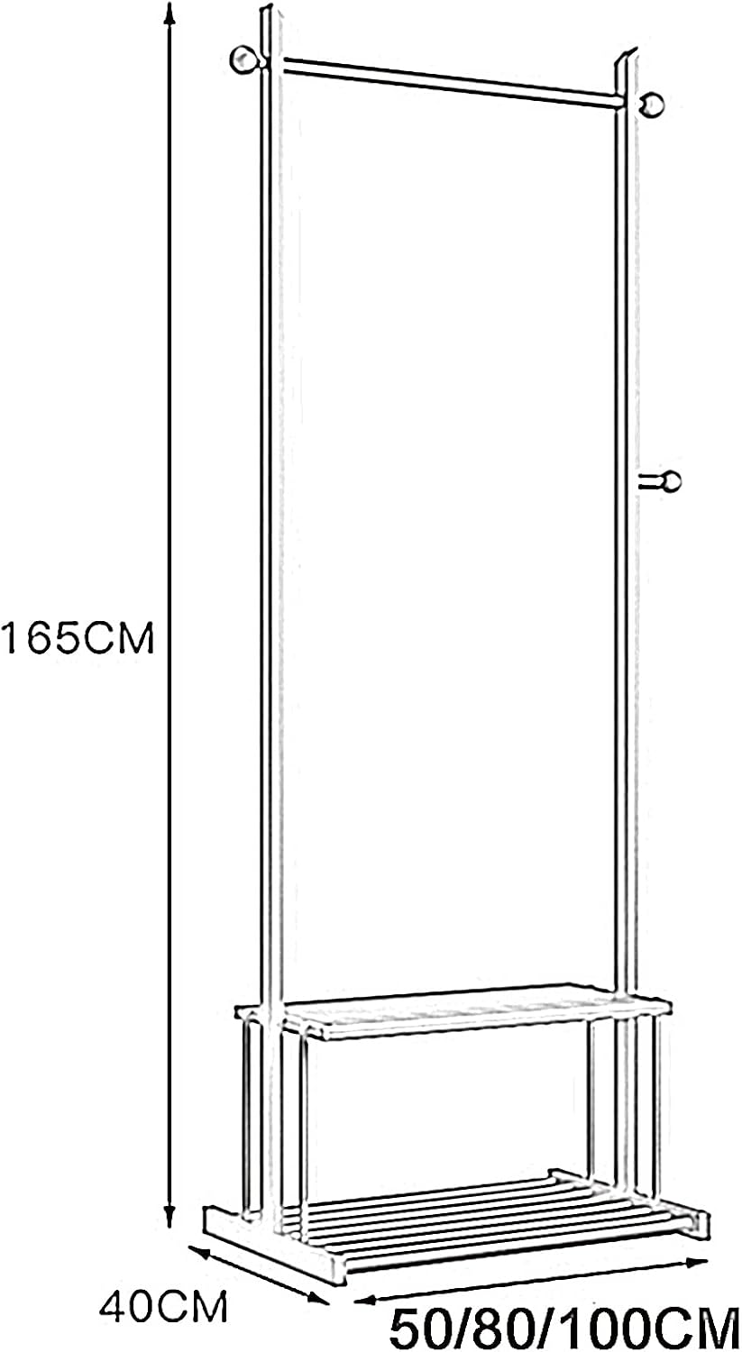 Heavy Duty Garment Rack Clothing Rack with 2 Tier Bottom Shelves, Metal Clothes Rail for Bedroom and Office, Freestanding Clothes Organizer for Hanging Clothes, Space Saving (Gold 50X40X165CM)